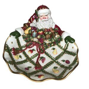 Fitz And Floyd Renaissance Santa Server Hand-Painted 12 1/2" Christmas Dish
